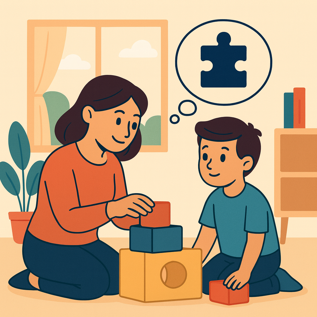 Tekirdağ Kapaklı’da özel eğitim merkezinde otizm destek eğitimi için yapılan bire bir puzzle çalışması